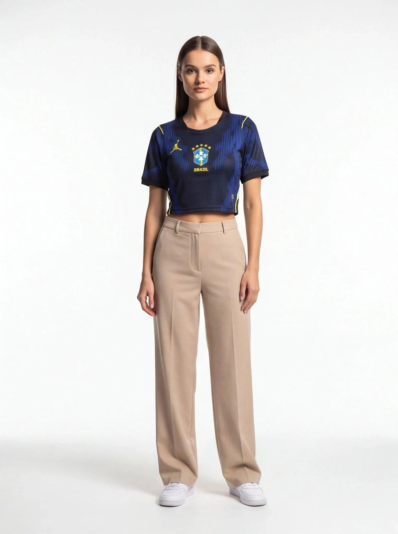 Brazil Away Cropped Football Jersey - Womens Football Crop Top Prokitworld