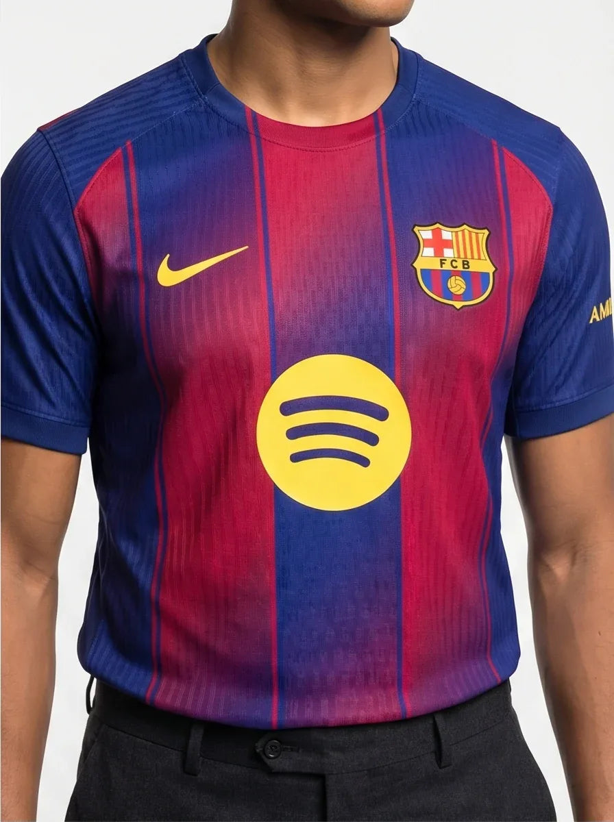 Close up of Barcelona football shirt for ProKitWorld collection