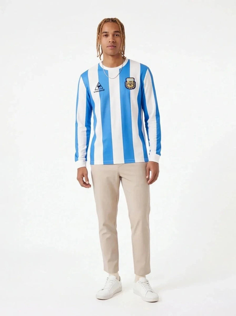 Retro Football Shirt Argentina Home Long Sleeve 1986 Jersey Prokitworld
