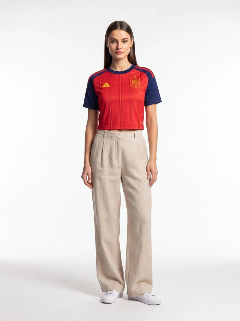 Spain Cropped Football Jersey - Womens Football Crop Top Prokitworld